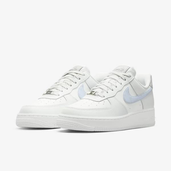 Nike Air Force 1 07 Naisten Tennarit Valkoinen Metal Hopea Vaaleansininen | NK369JIU