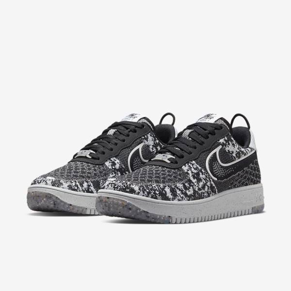 Nike Air Force 1 Crater Flyknit Next Nature Miesten Tennarit Mustat Valkoinen Platina Mustat | NK524AQN