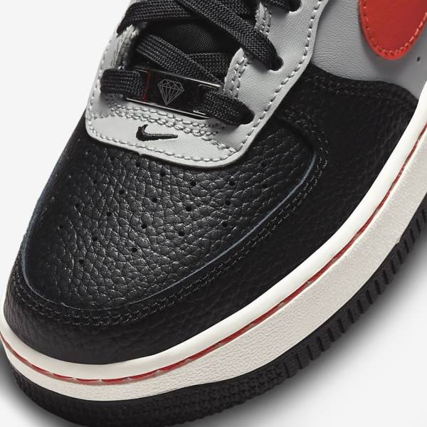 Nike Air Force 1 EMB Older Lasten Tennarit Mustat Harmaat Punainen | NK529YMV