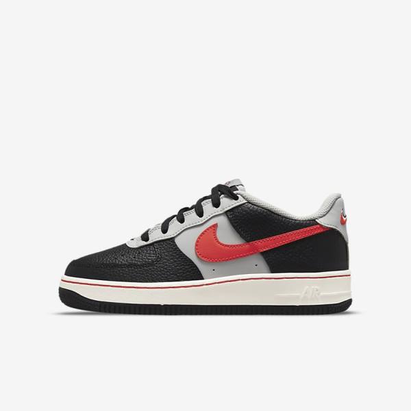 Nike Air Force 1 EMB Older Lasten Tennarit Mustat Harmaat Punainen | NK529YMV