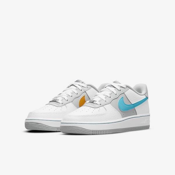 Nike Air Force 1 EMB Older Lasten Tennarit Valkoinen Harmaat Turkoosi Sininen | NK935GDL