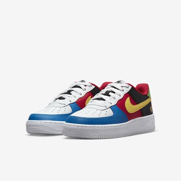 Nike Air Force 1 LV8 Older Lasten Tennarit Valkoinen Punainen Kuninkaallinen Sininen Kultaiset | NK581RFL