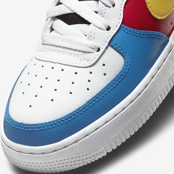 Nike Air Force 1 LV8 Older Lasten Tennarit Valkoinen Punainen Kuninkaallinen Sininen Kultaiset | NK581RFL