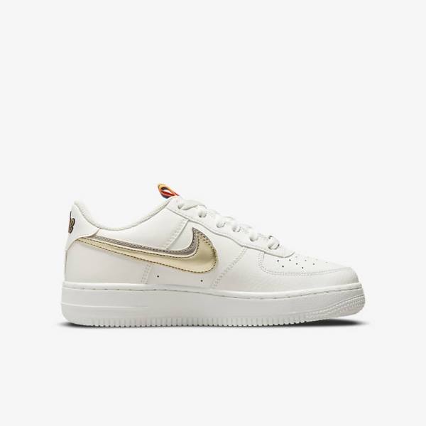 Nike Air Force 1 LV8 Older Lasten Tennarit Valkoinen Pinkki Metal Sininen Harmaat | NK853SVN