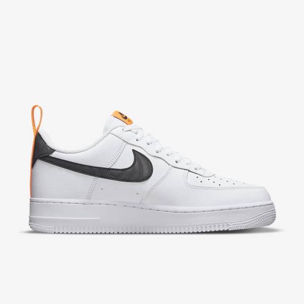 Nike Air Force 1 Miesten Tennarit Valkoinen Oranssi Hopea Mustat | NK472AVM