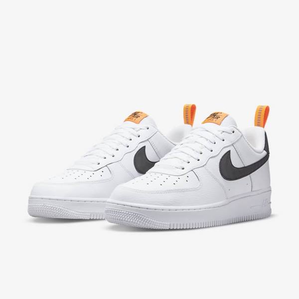 Nike Air Force 1 Miesten Tennarit Valkoinen Oranssi Hopea Mustat | NK472AVM