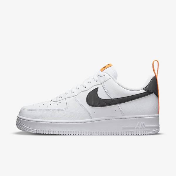 Nike Air Force 1 Miesten Tennarit Valkoinen Oranssi Hopea Mustat | NK472AVM