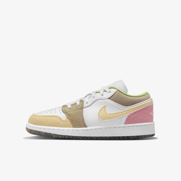 Nike Air Jordan 1 Low SE Older Lasten Tennarit Valkoinen Vihreä | NK531FYK