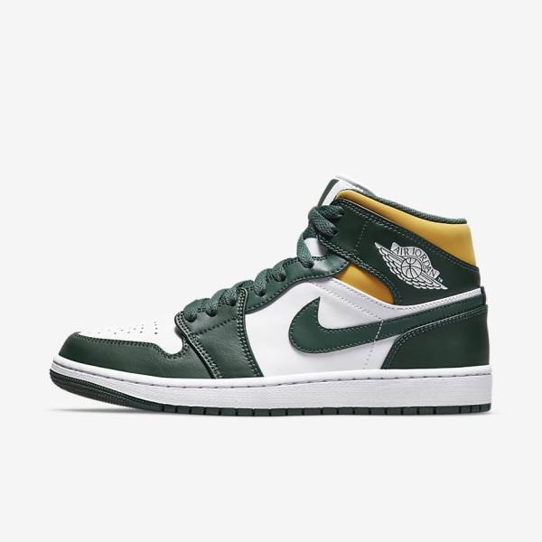 Nike Air Jordan 1 Mid Miesten Jordan Kengät Vihreä Valkoinen | NK205FEL