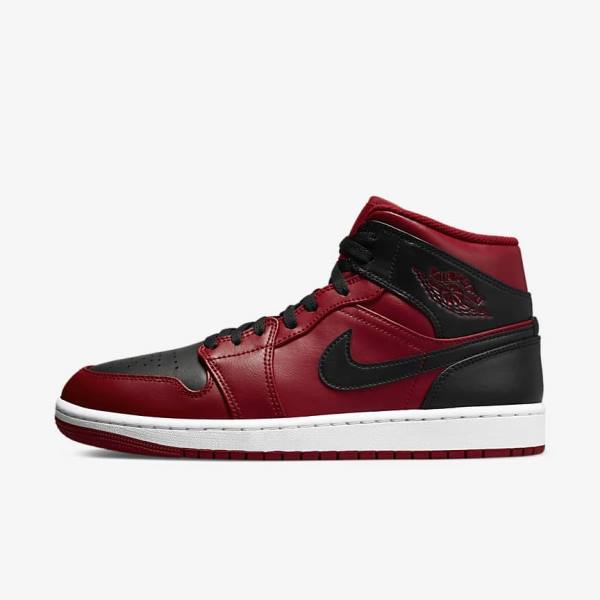 Nike Air Jordan 1 Mid Miesten Jordan Kengät Punainen Valkoinen Mustat | NK475UZD