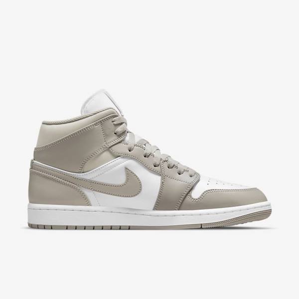 Nike Air Jordan 1 Mid Miesten Jordan Kengät Harmaat Valkoinen Vaaleanbeige | NK651CUE