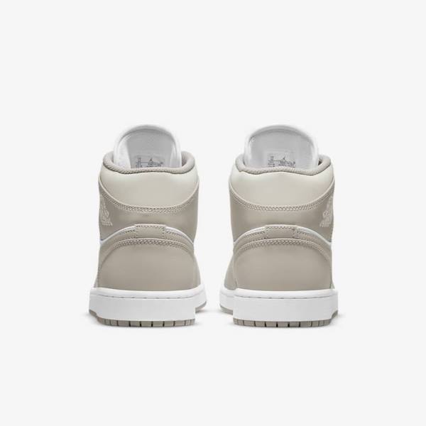 Nike Air Jordan 1 Mid Miesten Jordan Kengät Harmaat Valkoinen Vaaleanbeige | NK651CUE