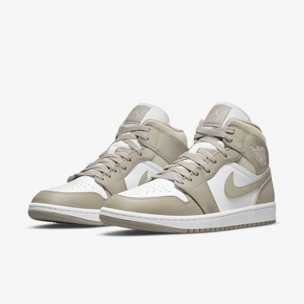 Nike Air Jordan 1 Mid Miesten Tennarit Harmaat Valkoinen Vaaleanbeige | NK928FLI