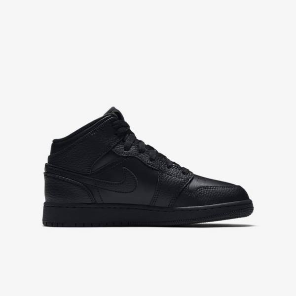 Nike Air Jordan 1 Mid Older Lasten Tennarit Mustat | NK034PLX