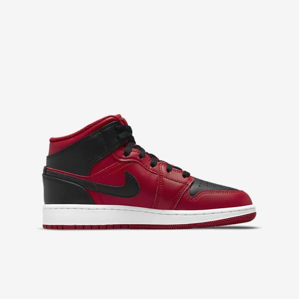 Nike Air Jordan 1 Mid Older Lasten Tennarit Punainen Valkoinen Mustat | NK789GXC