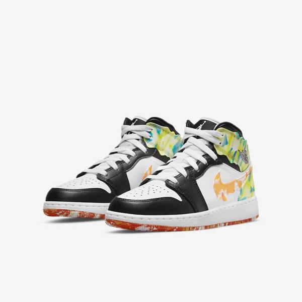 Nike Air Jordan 1 Mid SE Older Lasten Tennarit Mustat Oranssi Valkoinen | NK198ICX