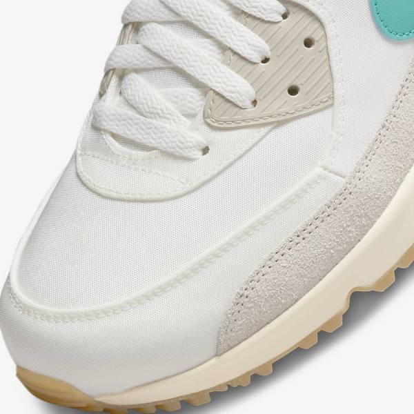 Nike Air Max 90 G Miesten Golfkengät Valkoinen Vaaleanruskea Turkoosi | NK067KVH