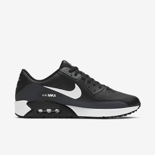 Nike Air Max 90 G Naisten Golfkengät Mustat Tummanharmaat Valkoinen | NK013ZYE