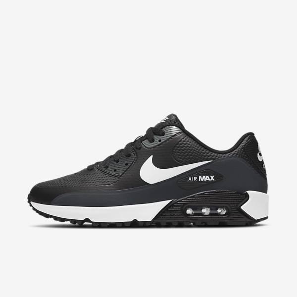 Nike Air Max 90 G Naisten Golfkengät Mustat Tummanharmaat Valkoinen | NK013ZYE