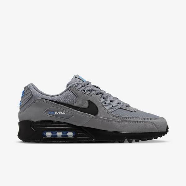 Nike Air Max 90 Miesten Tennarit Harmaat Vaaleansininen Metal Hopea Mustat | NK195QEK