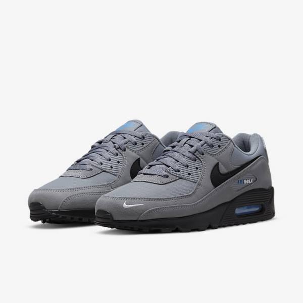 Nike Air Max 90 Miesten Tennarit Harmaat Vaaleansininen Metal Hopea Mustat | NK195QEK