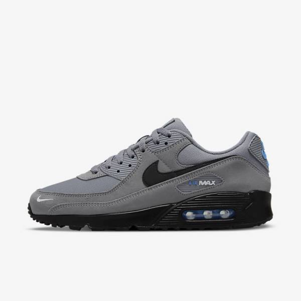 Nike Air Max 90 Miesten Tennarit Harmaat Vaaleansininen Metal Hopea Mustat | NK195QEK