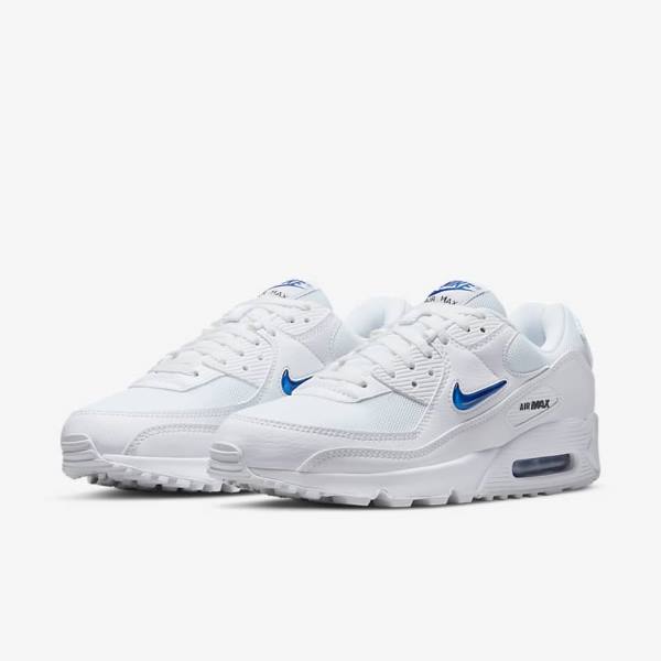 Nike Air Max 90 Miesten Tennarit Valkoinen Mustat Kuninkaallinen Sininen | NK851GMN