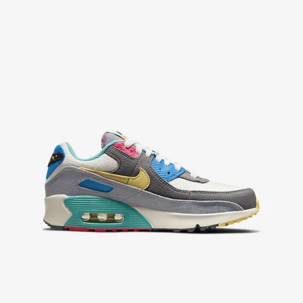 Nike Air Max 90 Older Lasten Tennarit Harmaat Pinkki | NK397HLU