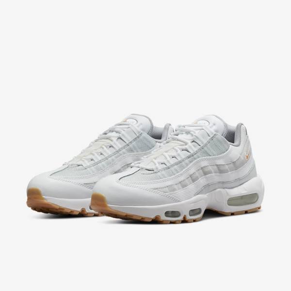 Nike Air Max 95 Miesten Tennarit Valkoinen Platina Harmaat Keltainen | NK317GMN