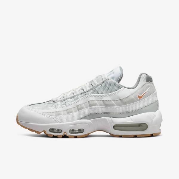 Nike Air Max 95 Miesten Tennarit Valkoinen Platina Harmaat Keltainen | NK317GMN