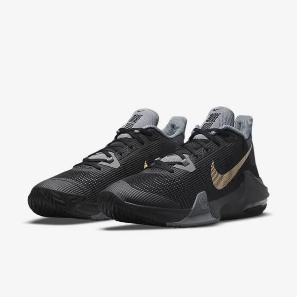 Nike Air Max Impact 3 Naisten Koripallokengät Mustat Harmaat Tummanharmaat Metal Kultaiset | NK973MCB