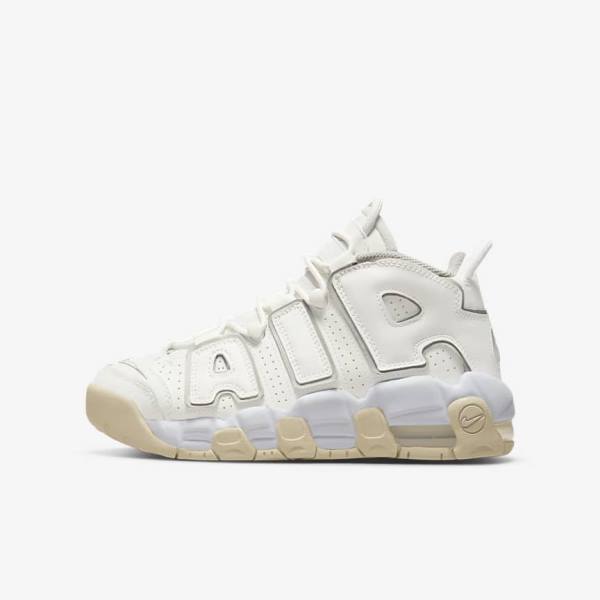 Nike Air More Uptempo Older Lasten Tennarit Valkoinen Ruskea Vaalean | NK561UDT