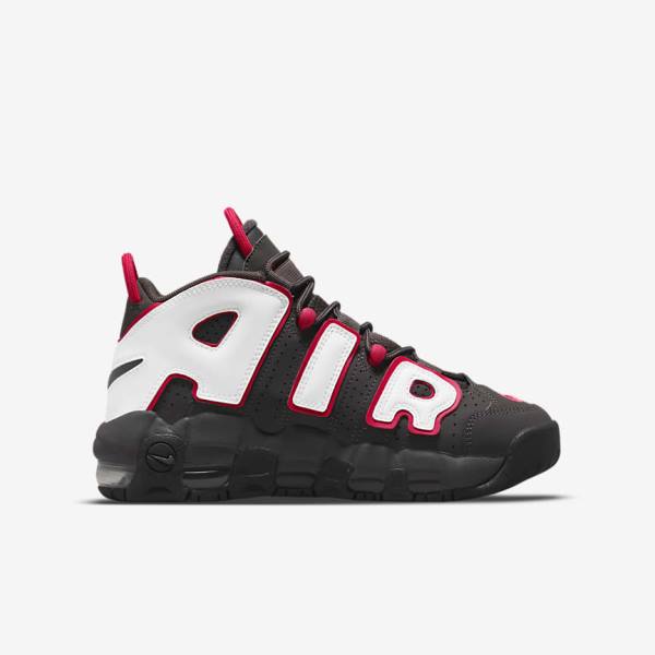 Nike Air More Uptempo Older Lasten Tennarit Harmaat Mustat Punainen Valkoinen | NK914NGD