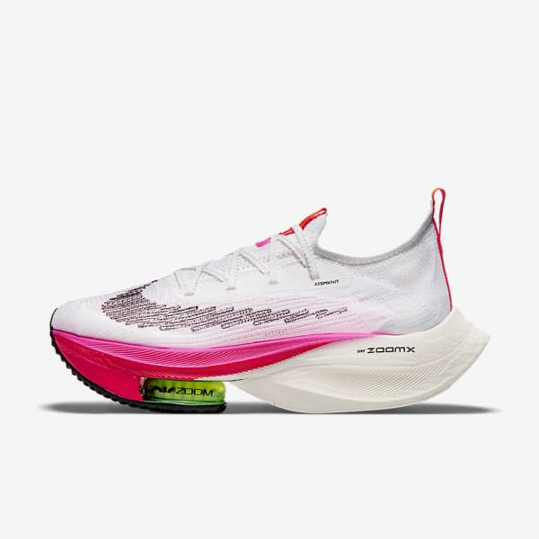 Nike Air Zoom Alphafly NEXT% Flyknit Maantie Racing Naisten Juoksukengät Valkoinen Mustat Mustat | NK987TGR