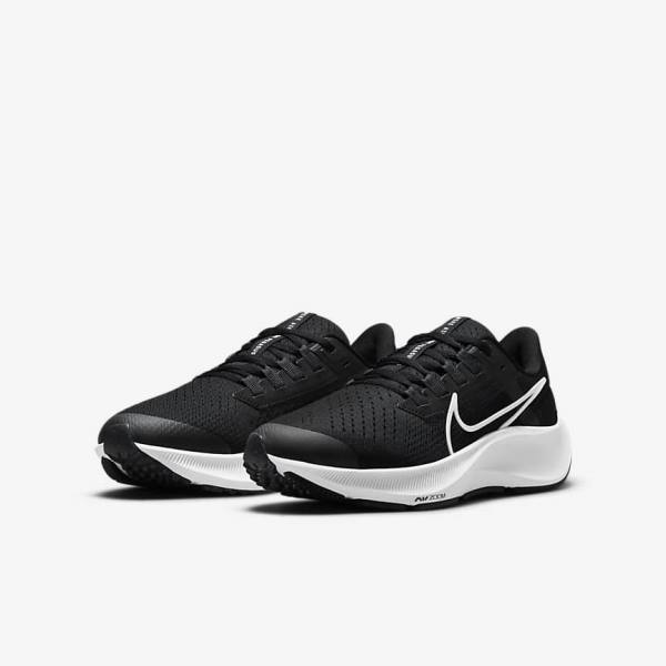 Nike Air Zoom Pegasus 38 Older Maantie Lasten Juoksukengät Mustat Tummanharmaat Valkoinen | NK240XSI