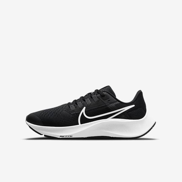 Nike Air Zoom Pegasus 38 Older Maantie Lasten Juoksukengät Mustat Tummanharmaat Valkoinen | NK240XSI