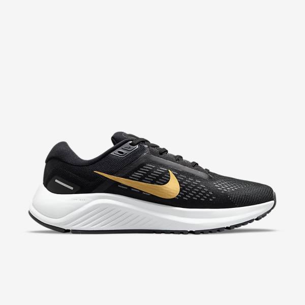 Nike Air Zoom Structure 24 Maantie Naisten Juoksukengät Mustat Tummanharmaat Metal Kultaiset | NK307VSY