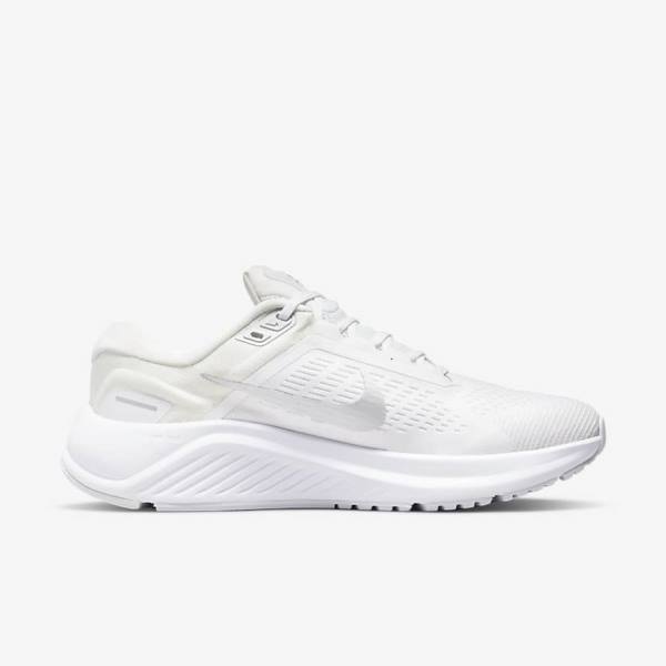 Nike Air Zoom Structure 24 Maantie Naisten Juoksukengät Valkoinen Platina Platina Metal Hopea | NK649KEZ