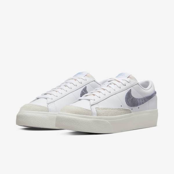 Nike Blazer Low Platform Naisten Tennarit Valkoinen Vaaleansininen | NK584QEM