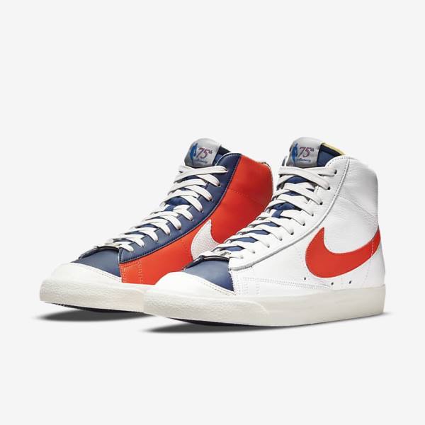 Nike Blazer Mid 77 EMB Miesten Tennarit Valkoinen Sininen Oranssi | NK509EGK