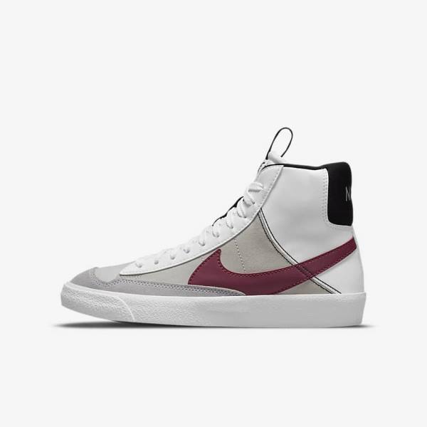 Nike Blazer Mid 77 SE Dance Older Lasten Tennarit Valkoinen Mustat Valkoinen Viininpunainen | NK563VZC