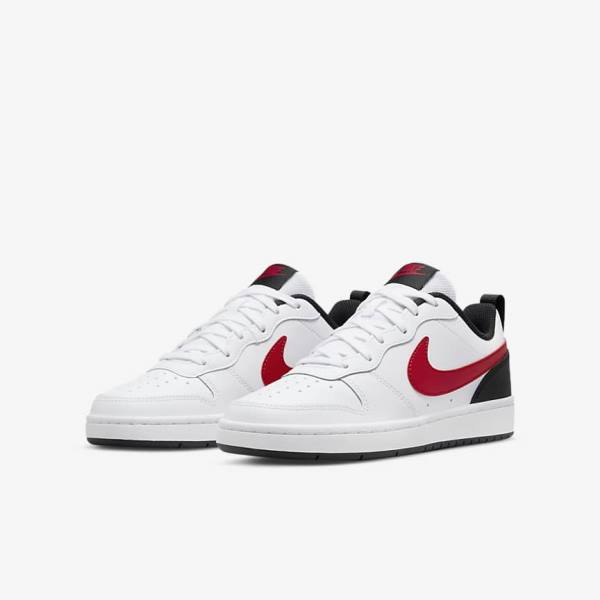 Nike Court Borough Low 2 Older Lasten Tennarit Valkoinen Mustat Punainen | NK796XYG