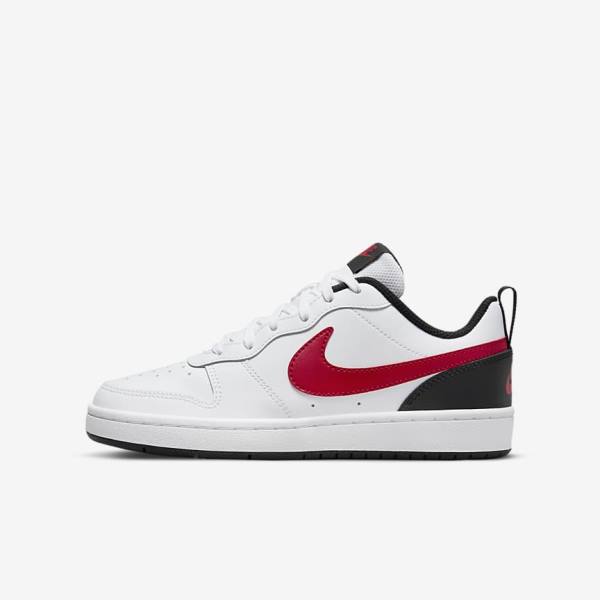 Nike Court Borough Low 2 Older Lasten Tennarit Valkoinen Mustat Punainen | NK796XYG