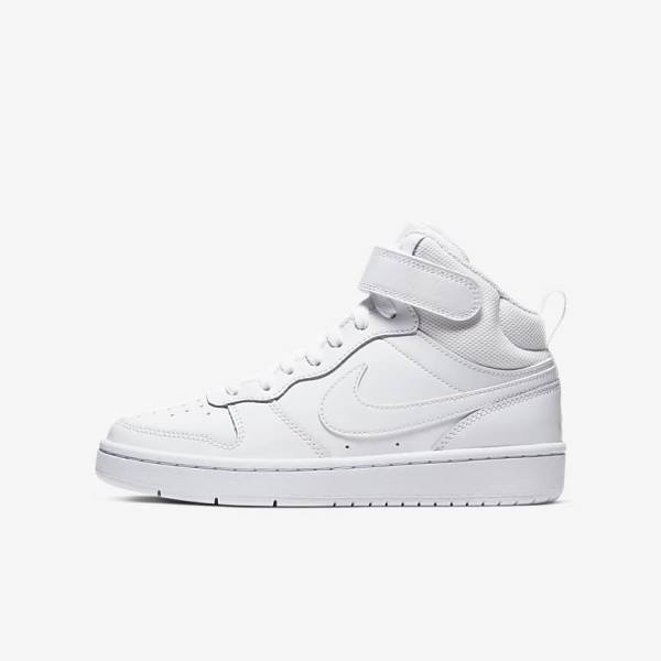 Nike Court Borough Mid 2 Older Lasten Tennarit Valkoinen | NK312ALC