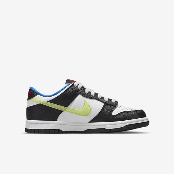 Nike Dunk Low Older Lasten Tennarit Valkoinen Mustat Sininen Vaaleansitruuna | NK402XZY