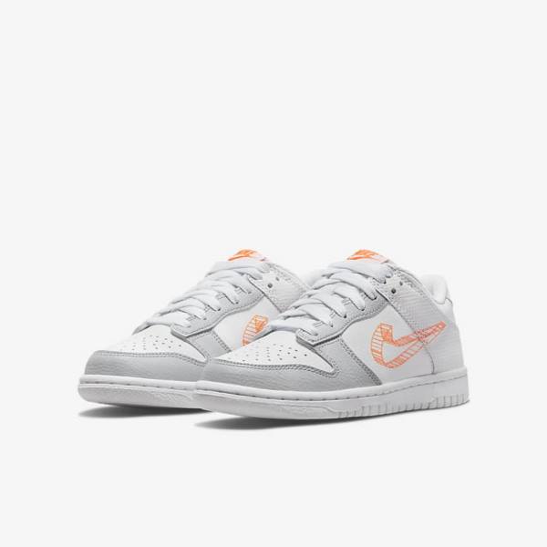 Nike Dunk Low SE Older Lasten Tennarit Valkoinen Platina Oranssi | NK032JSL