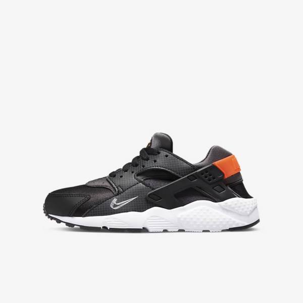 Nike Huarache Run Older Lasten Tennarit Mustat Oranssi Harmaat Valkoinen | NK287JVZ