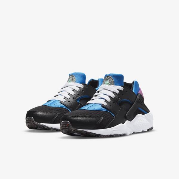 Nike Huarache Run Older Lasten Tennarit Mustat Vaaleansininen Pinkki Minttu | NK601WSC