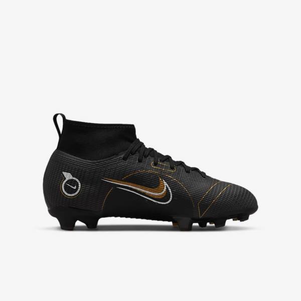 Nike Jr. Mercurial Superfly 8 Pro FG Younger and Older Firm-Grounds Lasten Jalkapallokengät Mustat Metal Hopea Harmaat Metal Kultaiset | NK864IBF