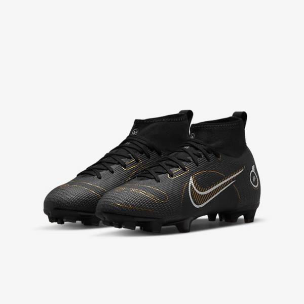 Nike Jr. Mercurial Superfly 8 Pro FG Younger and Older Firm-Grounds Lasten Jalkapallokengät Mustat Metal Hopea Harmaat Metal Kultaiset | NK864IBF